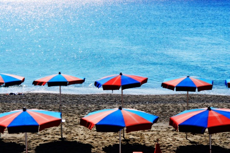 sunshade at the beach on a very sunny dayの写真素材