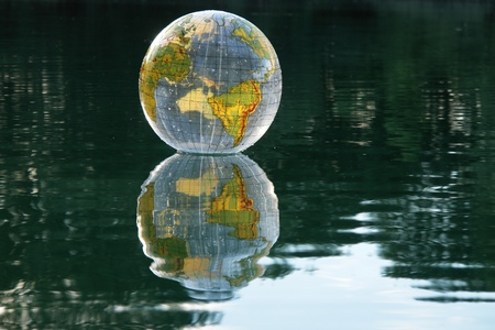 Globu ball on a lakeの写真素材