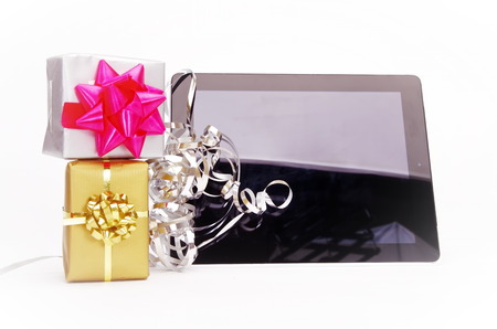 Christmas xmas shopping isolated on white backgroundの写真素材