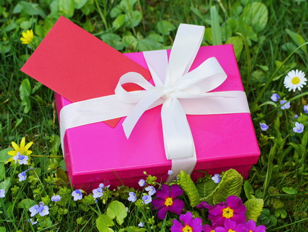Picture of pink gift boxの写真素材