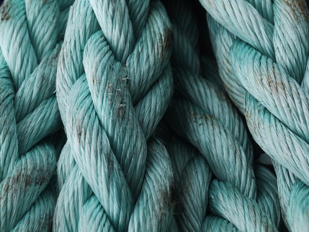 Closeup of blue coiled rope