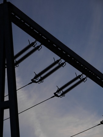 Electrical power grid in silhouetteの写真素材