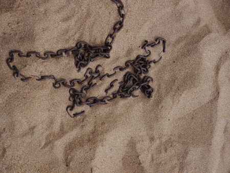 Chain on the beach in sand