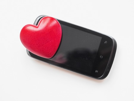 Smartphone and love with heart