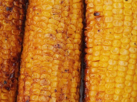 corn on grill in park