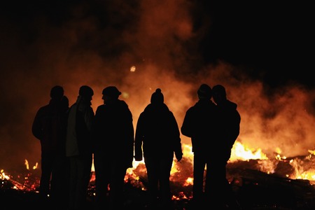 Night big bonfire called Funkenの写真素材