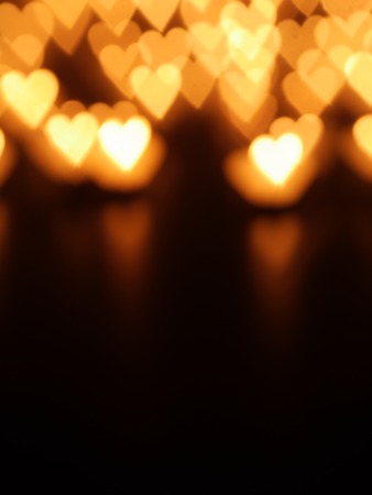 lights with candle and heartsの写真素材