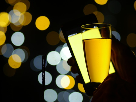 sparklers on new year's eve with bokeh backgroundの写真素材