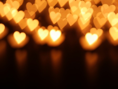 lights with candle and heartsの写真素材
