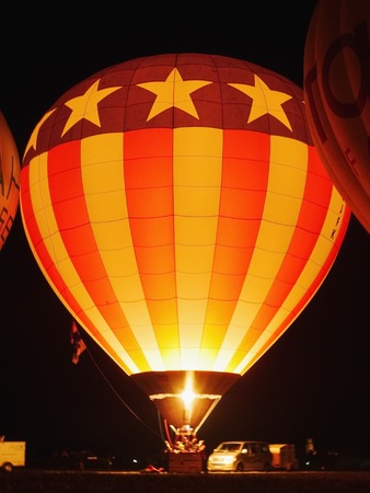 Air balloon in the evening skyの写真素材