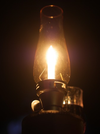 Gas Lamp Lighting up the Darknessの写真素材