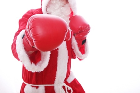 Santa Claus boxing Isolated on white background.の写真素材
