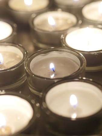 candles meditation with tea lightsの写真素材