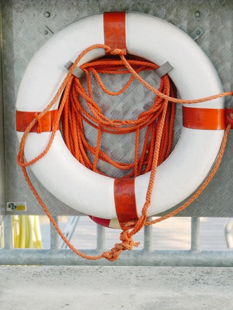 Lifebuoy attached to a reling