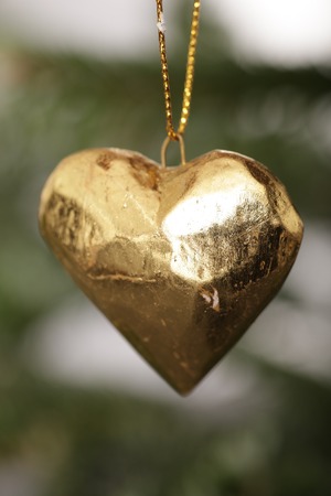 a christmas tree with handmade christmas decorationの写真素材