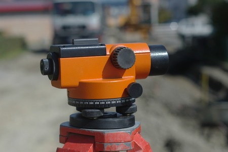 a measurement  machine at a building lotの写真素材