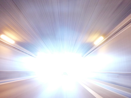 the lights in a tunnel by driving