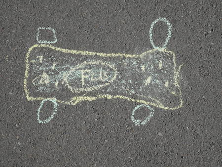 chalk drawing from children on the asphaltの写真素材