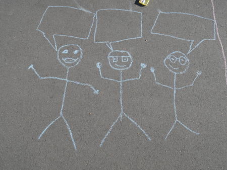 chalk drawing from children on the asphaltの写真素材