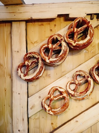 bavarian pretzels at a bakeryの写真素材