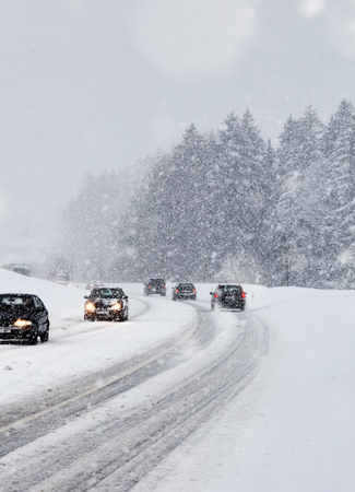 car snow trafficの写真素材