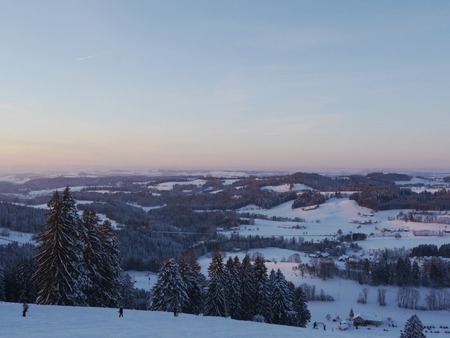 Beautiful winter landscape in the forest outsideの写真素材
