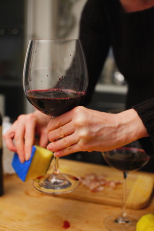 Opening a wine bottleの写真素材