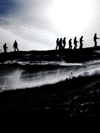 skiing hiking landscapeの写真素材