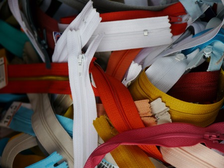 multi coloured zipsの写真素材