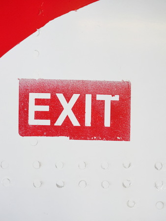 Red printed exit signの写真素材