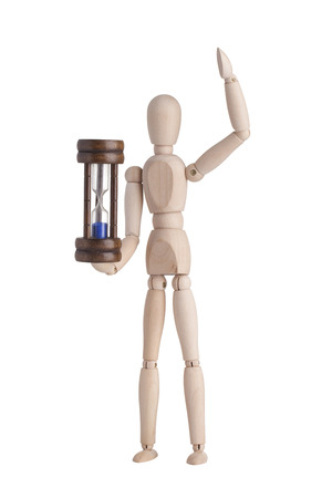 Wooden mannequin with hourglass