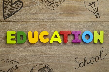 Alphabet wooden letters for early education conceptの写真素材