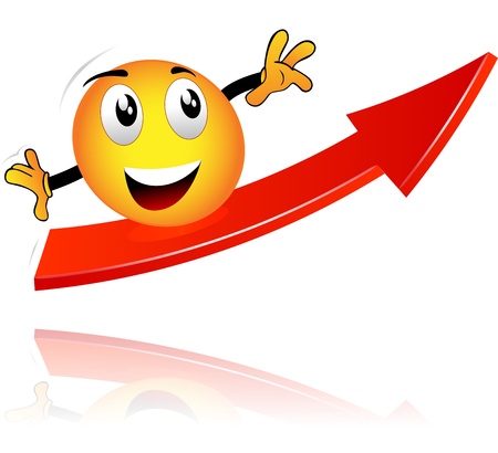 smiley on an arrow symbolizing success in businessのイラスト素材