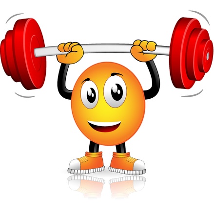 Smiley who played sports with weight barのイラスト素材