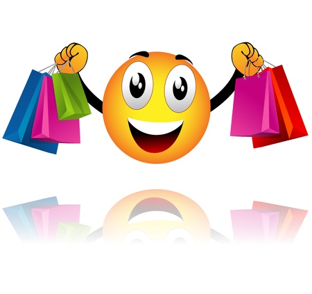 Smiley went shoppingのイラスト素材
