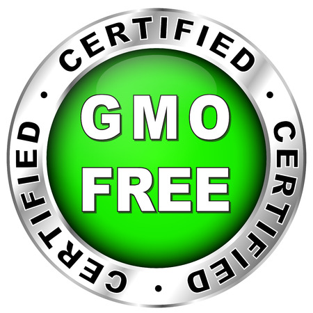 Vector illustration of green and chrome gmo free labelのイラスト素材