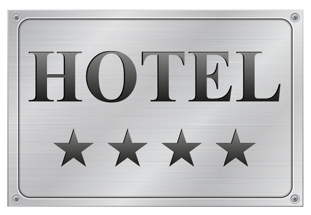 vector illustration of four star hotel signboard on white backgroundのイラスト素材