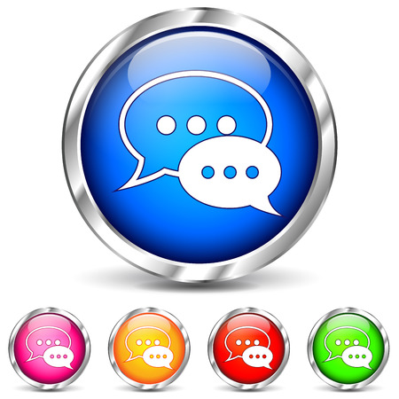 Vector illustration of chat icons on white backgroundのイラスト素材