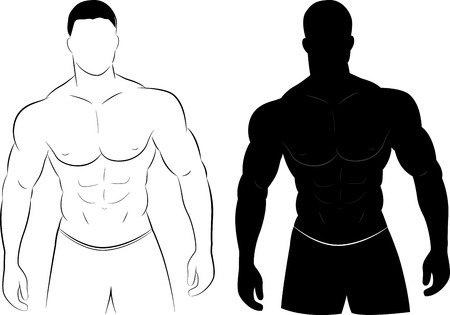 Vector illustration of muscle man silhouette conceptのイラスト素材