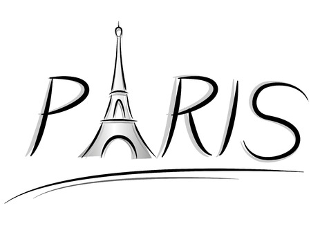 Vector illustration of paris eiffel tower signのイラスト素材
