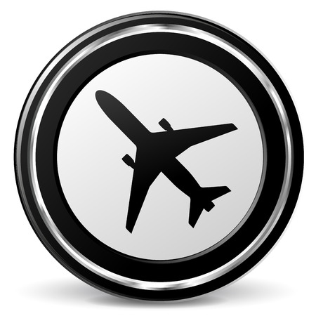 illustration of black and chrome airplane iconのイラスト素材