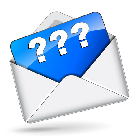 Vector illustration of question mark envelope icon on white backgroundのイラスト素材