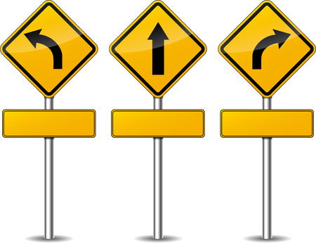 Vector illustration of yellow turn signpost setのイラスト素材
