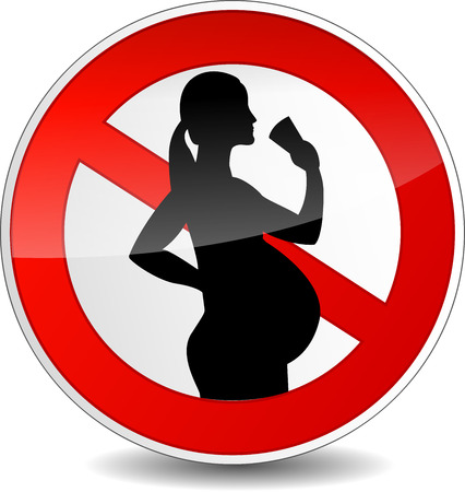 Vector illustration of round sign about no alcohol for pregnant womanのイラスト素材