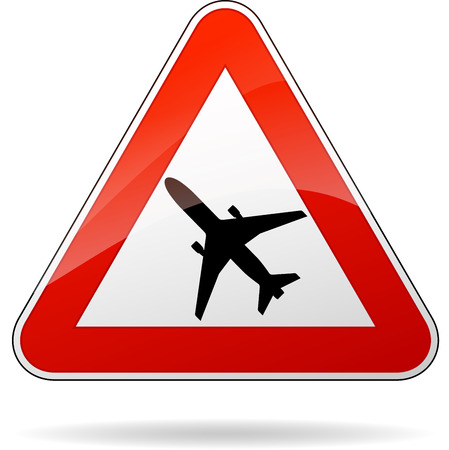 Vector illustration of triangle traffic sign for beware airplaneのイラスト素材