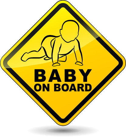Vector illustration of yellow baby on board signのイラスト素材