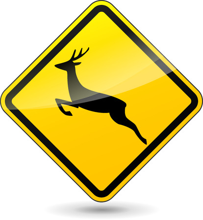 Vector illustration of deer yellow sign on white backgroundのイラスト素材