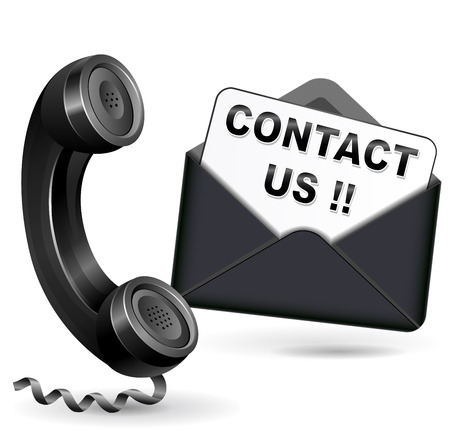 Vector illustration of black phone and mail contact iconのイラスト素材