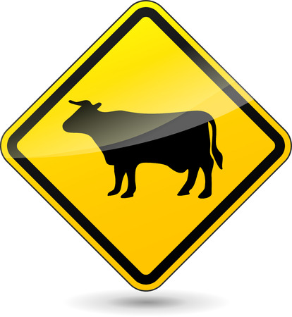 Vector illustration of cow yellow sign on white backgroundのイラスト素材