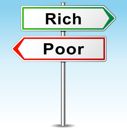 Vector illustration of rich and poor directions signのイラスト素材